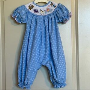 18M Smocked Polkadot Cinderella Romper